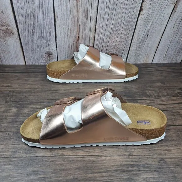 Birkenstock Arizona BS Soft Footbed Metallic Copper Sandals Women's Sz 7 N
