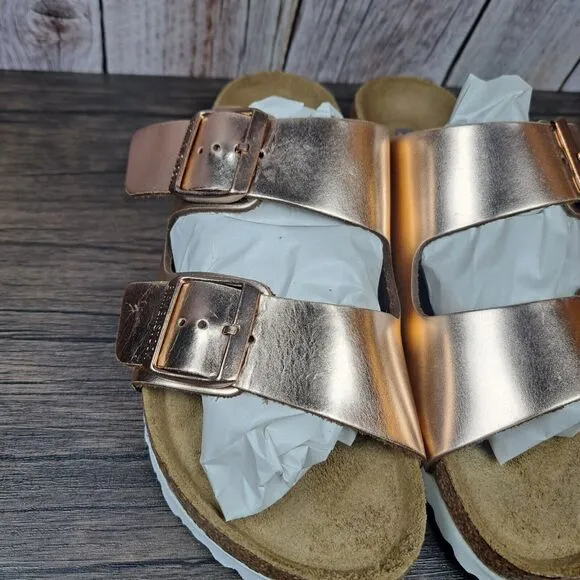 Birkenstock Arizona BS Soft Footbed Metallic Copper Sandals Women's Sz 7 N