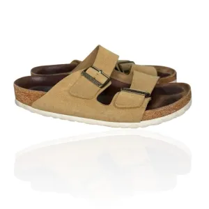Birkenstock Arizona L‎ 9 Suede Leather Sandals Brown/Beige 40 White Bottom SFB