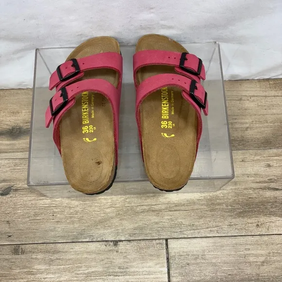 Birkenstock Arizona Soft Footbed Fuschia Tulip Suede Slides Eu 36 Women’s 5