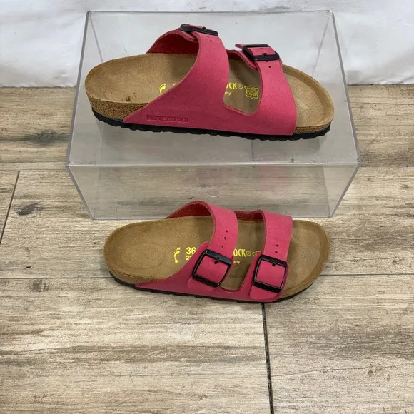Birkenstock Arizona Soft Footbed Fuschia Tulip Suede Slides Eu 36 Women’s 5