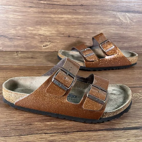 Birkenstock Arizona ‘Washed Metallic Copper’ Sandals Shoes Women’s Size 9 (40)