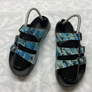 Birkenstock Birkies 3-Strap Blue Fish waterproof Sandals Size 39.5 (8)