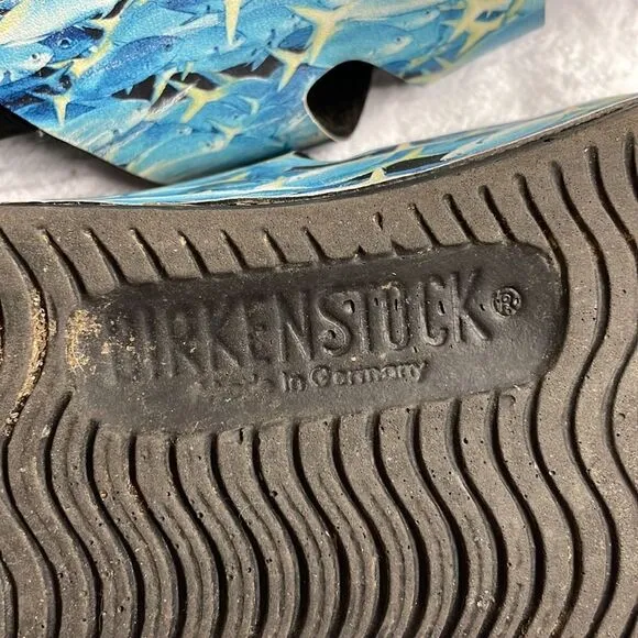 Birkenstock Birkies 3-Strap Blue Fish waterproof Sandals Size 39.5 (8)