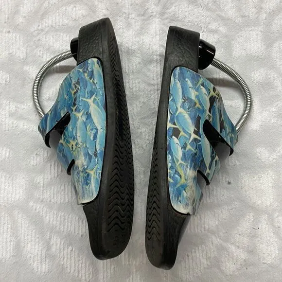 Birkenstock Birkies 3-Strap Blue Fish waterproof Sandals Size 39.5 (8)