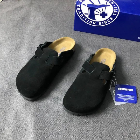 Birkenstock Boston Black Mules Comfortable Slip-On Clogs - Narrow