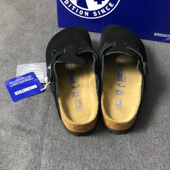 Birkenstock Boston Black Mules Comfortable Slip-On Clogs - Narrow
