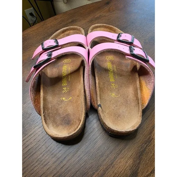 Birkenstock Girl Kids Pink Fuschia Suede Soft Footbed Sandals Size 34 US 2.5