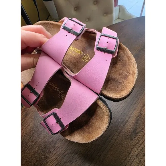 Birkenstock Girl Kids Pink Fuschia Suede Soft Footbed Sandals Size 34 US 2.5