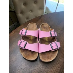 Birkenstock Girl Kids Pink Fuschia Suede Soft Footbed Sandals Size 34 US 2.5