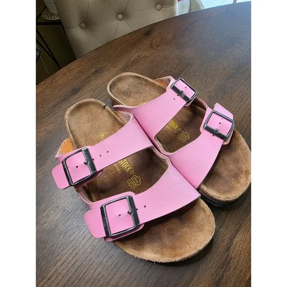 Birkenstock Girl Kids Pink Fuschia Suede Soft Footbed Sandals Size 34 US 2.5