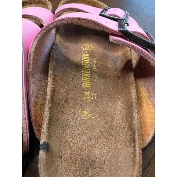 Birkenstock Girl Kids Pink Fuschia Suede Soft Footbed Sandals Size 34 US 2.5