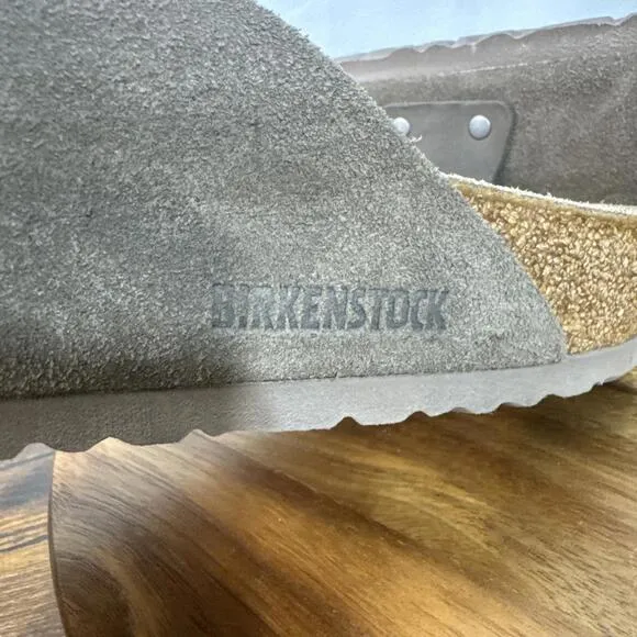 Birkenstock Kyoto Nubuck Suede Leather Slide Sandals Men's Sz 10 Gray Taupe 43