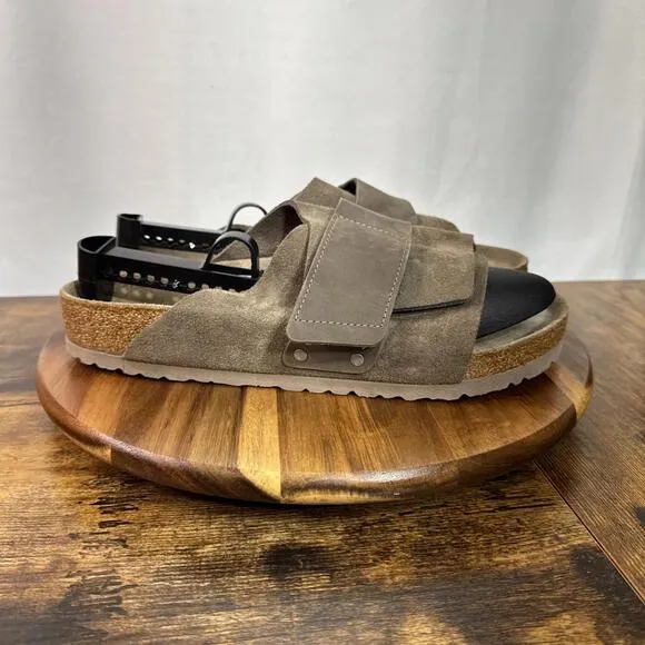 Birkenstock Kyoto Nubuck Suede Leather Slide Sandals Men's Sz 10 Gray Taupe 43
