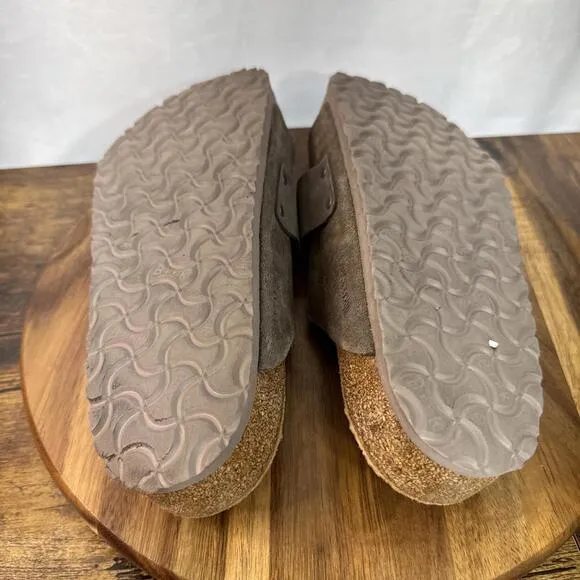 Birkenstock Kyoto Nubuck Suede Leather Slide Sandals Men's Sz 10 Gray Taupe 43