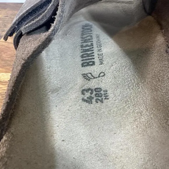 Birkenstock Kyoto Nubuck Suede Leather Slide Sandals Men's Sz 10 Gray Taupe 43