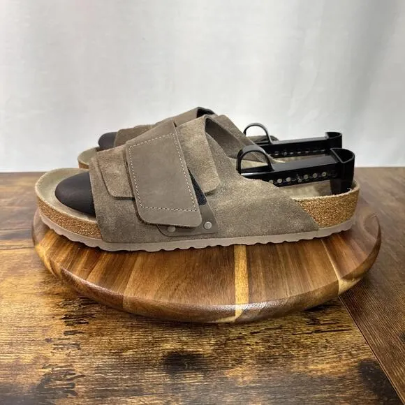 Birkenstock Kyoto Nubuck Suede Leather Slide Sandals Men's Sz 10 Gray Taupe 43