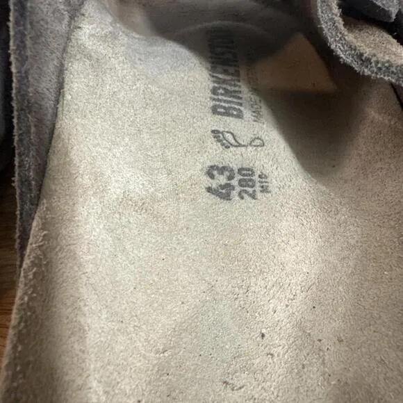 Birkenstock Kyoto Nubuck Suede Leather Slide Sandals Men's Sz 10 Gray Taupe 43