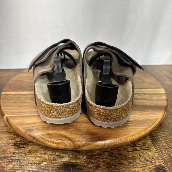 Birkenstock Kyoto Nubuck Suede Leather Slide Sandals Men's Sz 10 Gray Taupe 43