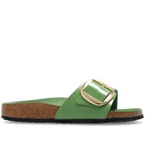 Birkenstock Madrid Green Strap Big Buckle Patent Leather Slide Sandals 38 US 7.5