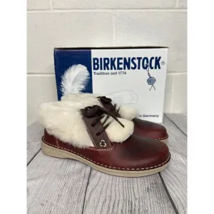 Birkenstock Memphis High Shearling Lined Chestnut Leather Boots EU 38 US 7