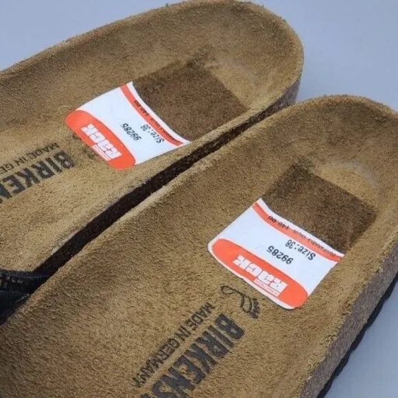 Birkenstock Sandals Madrid Shiny Python Black Women Buckle Slide NEW  US 7 38