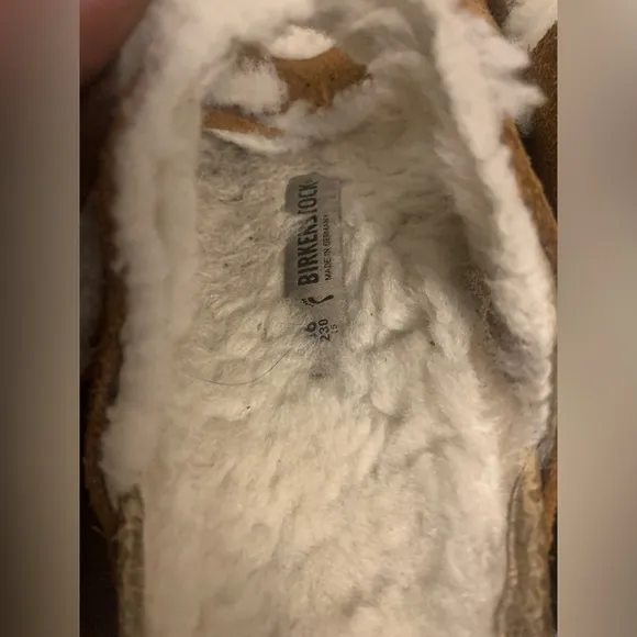 Birkenstock Shearling Lined Sandals - Brown and White