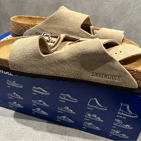Birkenstock Women’s Arizona Sandals Suede Taupe size 8 US 39 EU