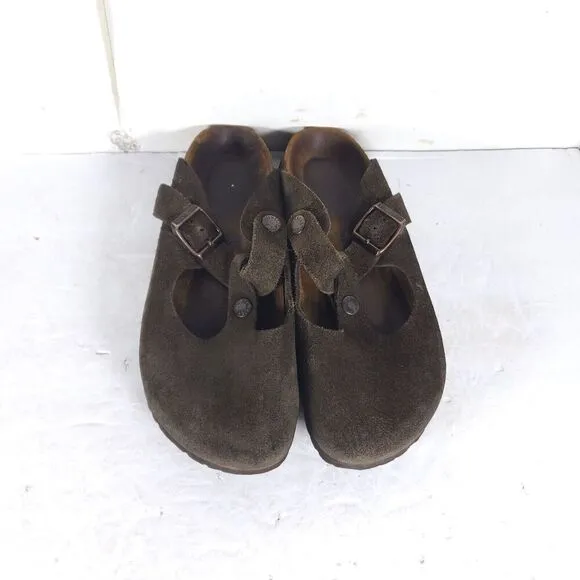 Birkenstock Women's Bern EU36 US5 Brown Suede Soft Footbed Clog Mules Shoes