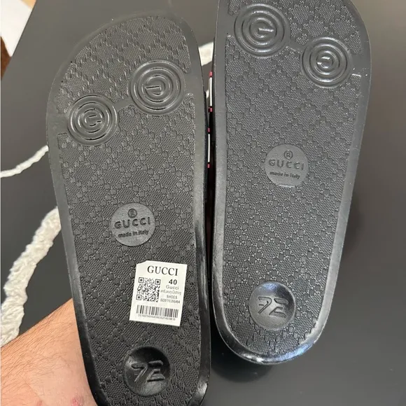 Black and Red Slide Sandals