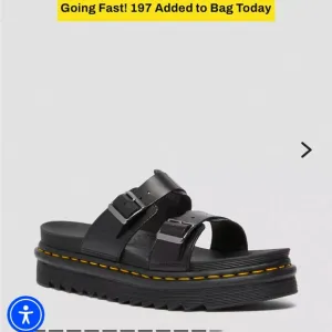 Black Slide Sandals with Buckle Detail