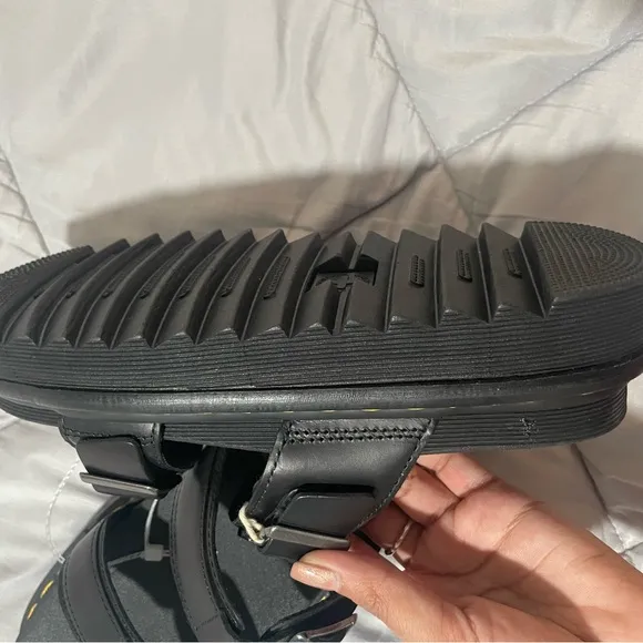 Black Slide Sandals with Buckle Detail