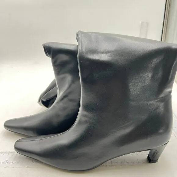 Black Women Comfortable Low Heel Pull on Stylish Knee High Boots Square Toe Boot