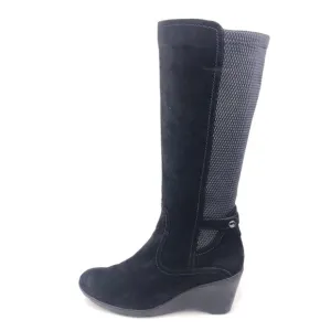 Blondo Lauren Black Suede Wedge Tall Boots 9M
