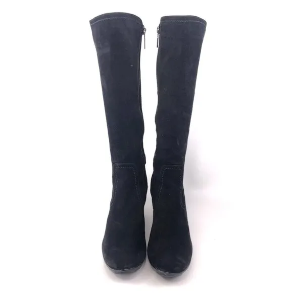 Blondo Lauren Black Suede Wedge Tall Boots 9M