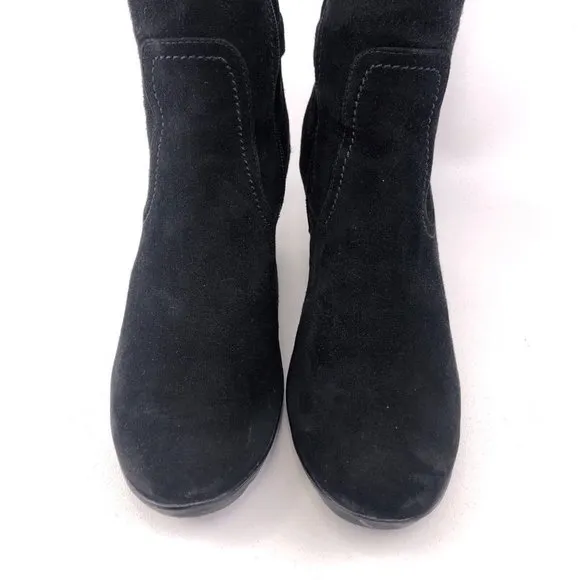 Blondo Lauren Black Suede Wedge Tall Boots 9M