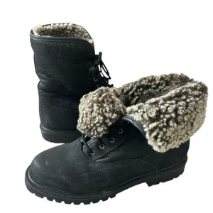 Blondo shearling fleece lined waterproof  leather fold over boots size 8.5