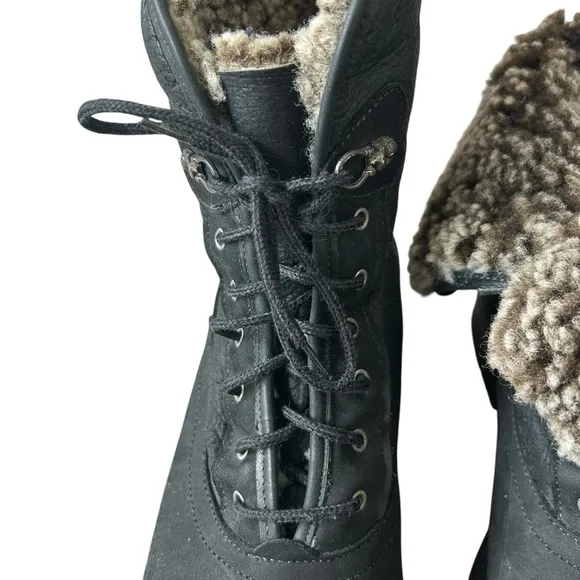 Blondo shearling fleece lined waterproof  leather fold over boots size 8.5