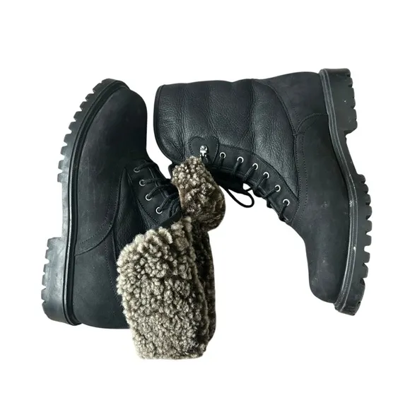 Blondo shearling fleece lined waterproof  leather fold over boots size 8.5