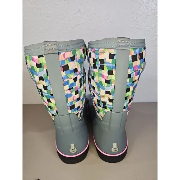 Bogs Classic II Checker Kid's Rain Boots, Black Multi, K2 Size Youth 5
