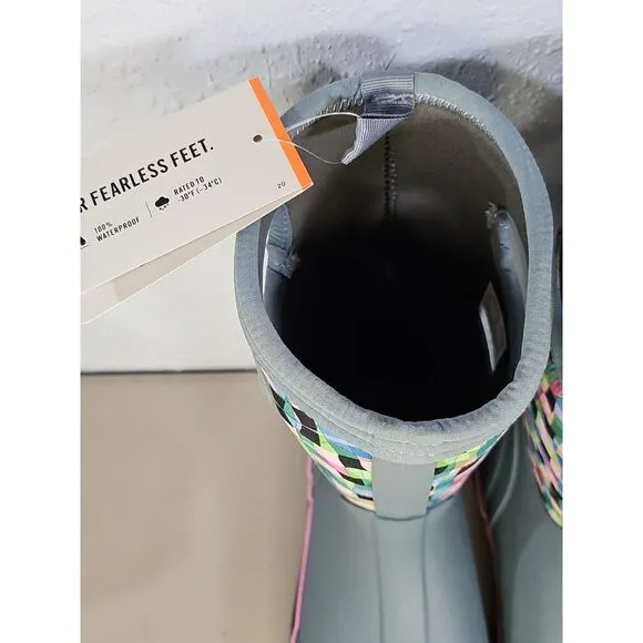 Bogs Classic II Checker Kid's Rain Boots, Black Multi, K2 Size Youth 5