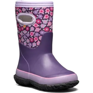 BOGS Girls Grasp Flower Purple Pull On Insulated Rain Waterproof Winter Boot