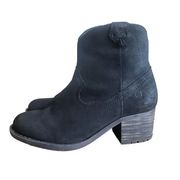 Born Alondra Black Tassle Fringe Distressed Bootie Zip up Women's Size 7 EU 38