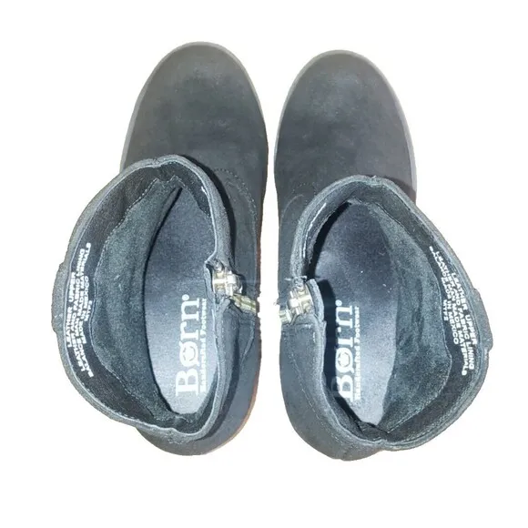 Born Alondra Black Tassle Fringe Distressed Bootie Zip up Women's Size 7 EU 38
