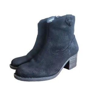 Born Alondra Black Tassle Fringe Distressed Bootie Zip up Women's Size 7 EU 38