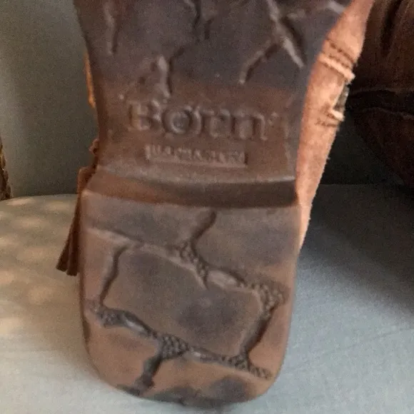 Born Ouvea brown suede distressed zip ankle boots tassel western cowgirl country