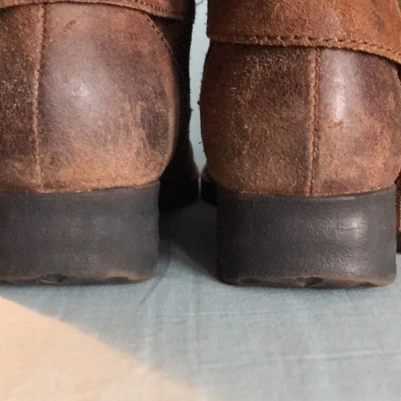 Born Ouvea brown suede distressed zip ankle boots tassel western cowgirl country