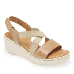 Born Paley Leather Canvas Strappy Platform Slide Sandals in Natural Size 9M