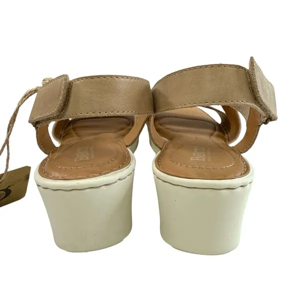 Born Paley Leather Canvas Strappy Platform Slide Sandals in Natural Size 9M