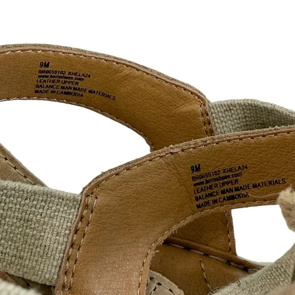 Born Paley Leather Canvas Strappy Platform Slide Sandals in Natural Size 9M